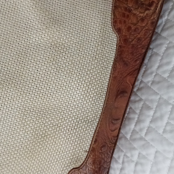 Brahmin Croc & woven canvas shoulder bag hobo - Picture 5 of 16